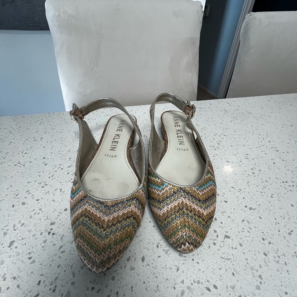 Anne‎ Klein Women's Zigzag Pattern Slingback Flats